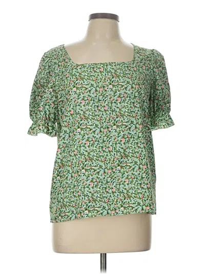 Pre-owned Shein Short Sleeve Blouse In Green
