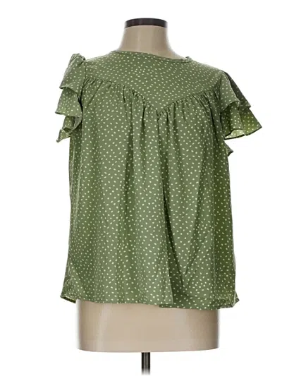 Pre-owned Shein Short Sleeve Blouse In Green