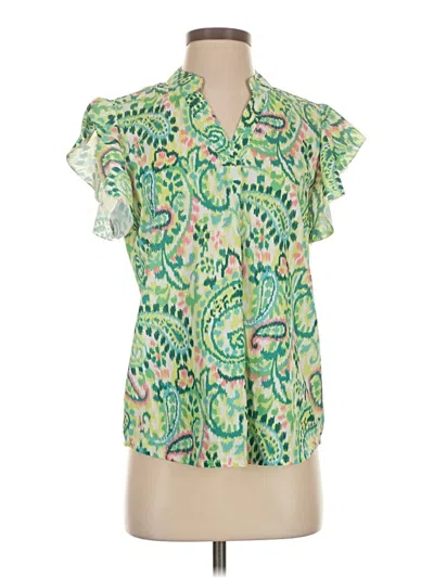 Pre-owned Shein Short Sleeve Blouse In Green