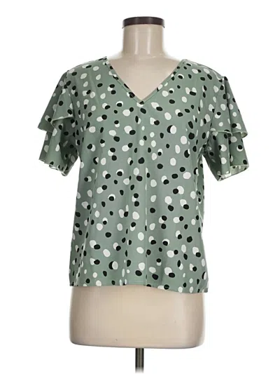 Pre-owned Shein Short Sleeve Blouse In Green