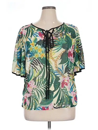 Pre-owned Shein Short Sleeve Blouse In Green