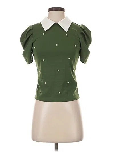 Pre-owned Shein Short Sleeve Blouse In Green