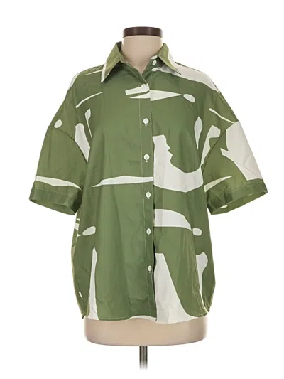 Pre-owned Shein Short Sleeve Blouse In Green