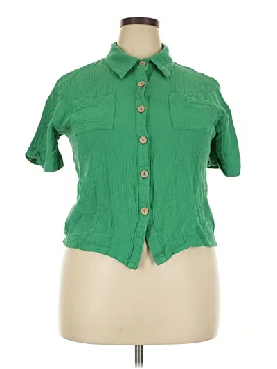 Pre-owned Shein Short Sleeve Blouse In Green