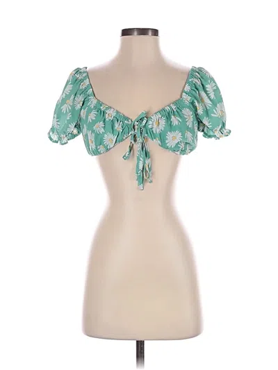 Pre-owned Shein Short Sleeve Blouse In Green