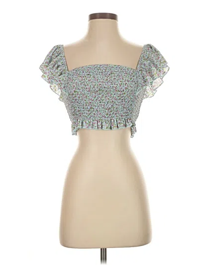 Pre-owned Shein Short Sleeve Blouse In Green