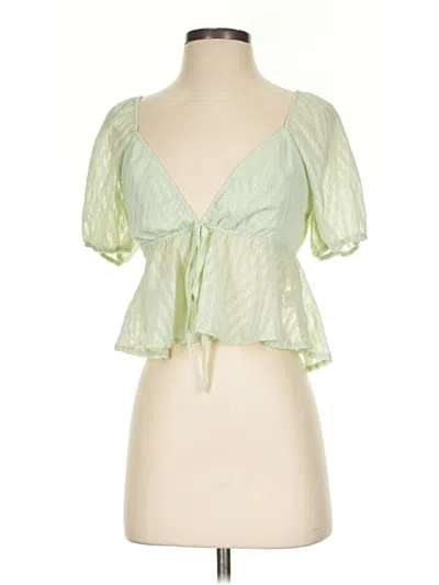 Pre-owned Shein Short Sleeve Blouse In Green