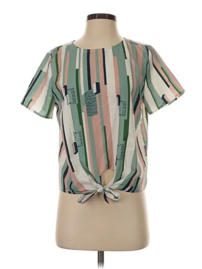 Pre-owned Shein Short Sleeve Blouse In Green