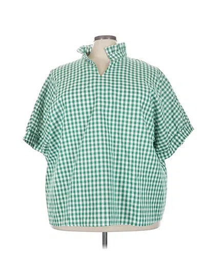 Pre-owned Shein Short Sleeve Blouse In Green