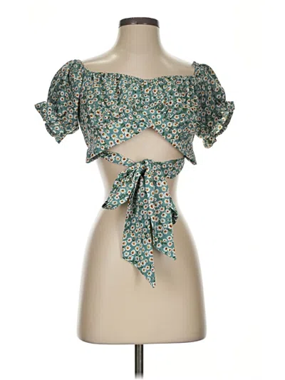 Pre-owned Shein Short Sleeve Blouse In Green
