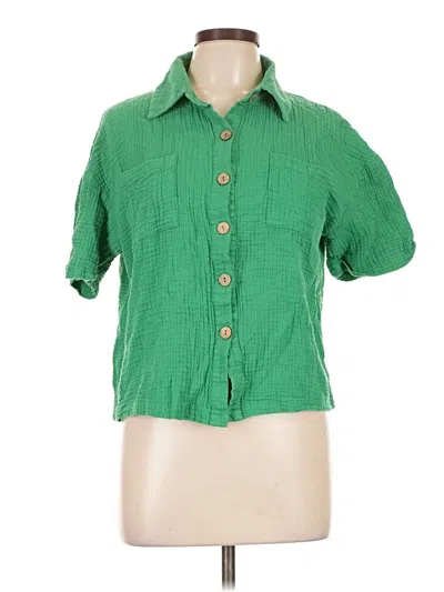 Pre-owned Shein Short Sleeve Blouse In Green