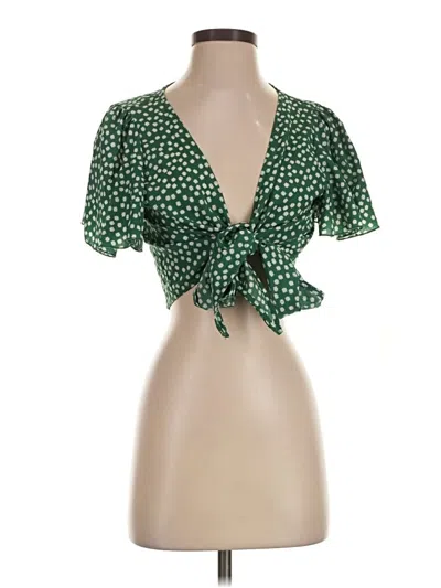 Pre-owned Shein Short Sleeve Blouse In Green