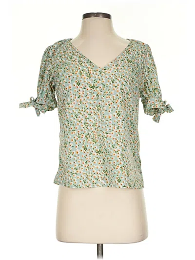 Pre-owned Shein Short Sleeve Blouse In Green