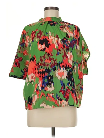 Pre-owned Shein Short Sleeve Blouse In Green
