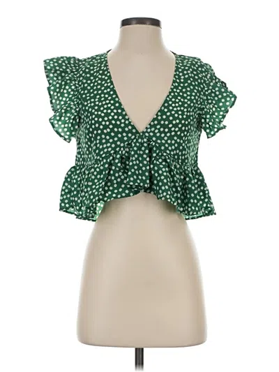 Pre-owned Shein Short Sleeve Blouse In Green