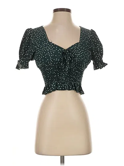 Pre-owned Shein Short Sleeve Blouse In Green