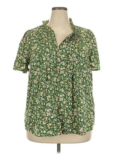 Pre-owned Shein Short Sleeve Blouse In Green