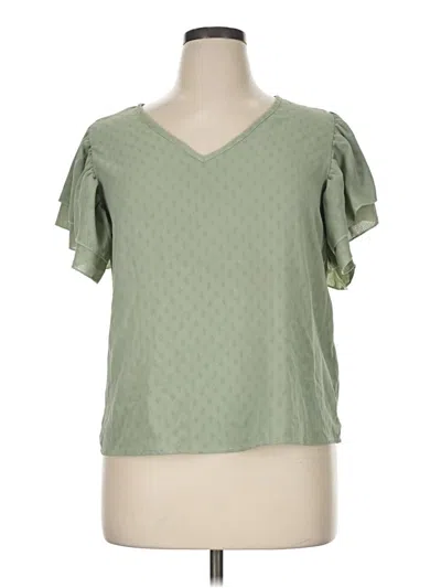 Pre-owned Shein Short Sleeve Blouse In Green