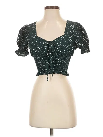 Pre-owned Shein Short Sleeve Blouse In Green