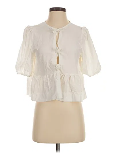 Pre-owned Shein Short Sleeve Blouse In Ivory