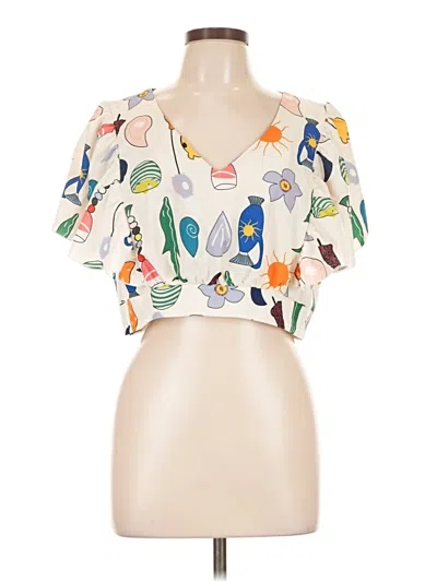 Pre-owned Shein Short Sleeve Blouse In Ivory
