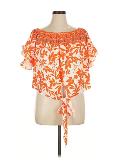 Pre-owned Shein Short Sleeve Blouse In Orange