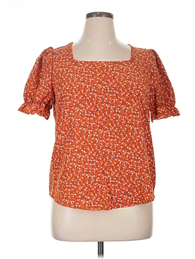 Pre-owned Shein Short Sleeve Blouse In Orange