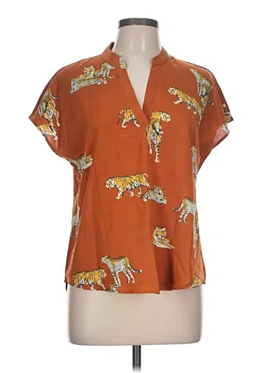 Pre-owned Shein Short Sleeve Blouse In Orange