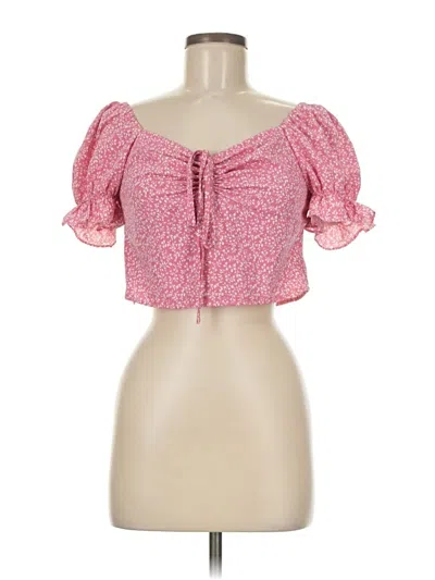 Pre-owned Shein Short Sleeve Blouse In Pink