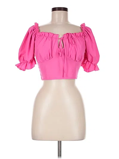 Pre-owned Shein Short Sleeve Blouse In Pink