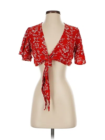 Pre-owned Shein Short Sleeve Blouse In Red