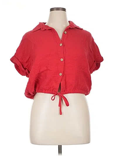 Pre-owned Shein Short Sleeve Blouse In Red