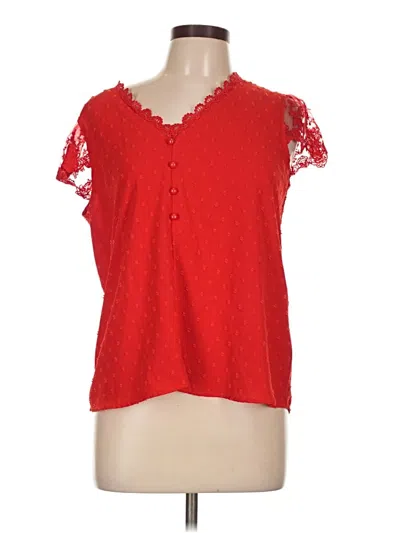 Pre-owned Shein Short Sleeve Blouse In Red