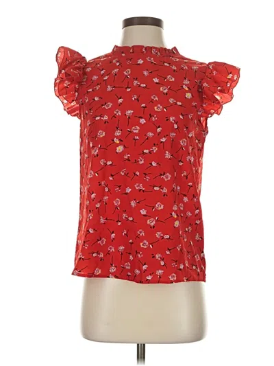 Pre-owned Shein Short Sleeve Blouse In Red