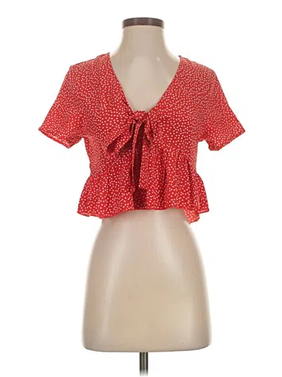 Pre-owned Shein Short Sleeve Blouse In Red