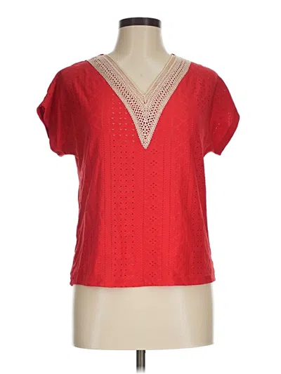 Pre-owned Shein Short Sleeve Blouse In Red