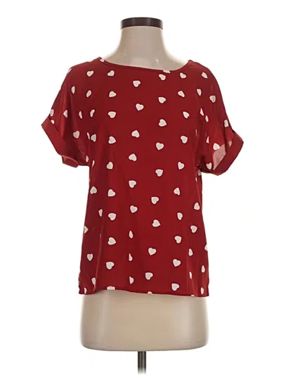 Pre-owned Shein Short Sleeve Blouse In Red