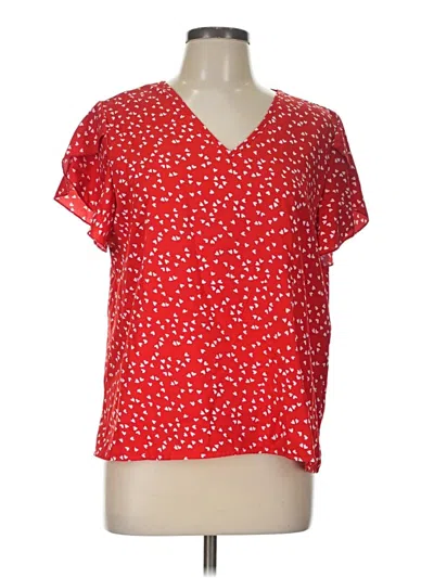 Pre-owned Shein Short Sleeve Blouse In Red