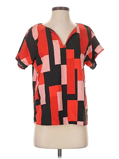 Pre-owned Shein Short Sleeve Blouse In Red
