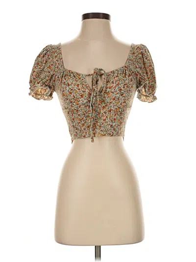 Pre-owned Shein Short Sleeve Blouse In Tan
