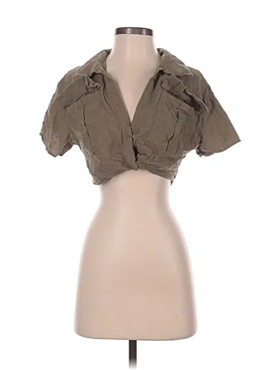 Pre-owned Shein Short Sleeve Blouse In Tan