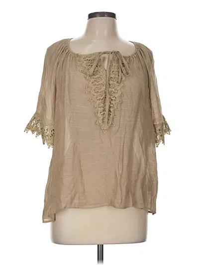Pre-owned Shein Short Sleeve Blouse In Tan