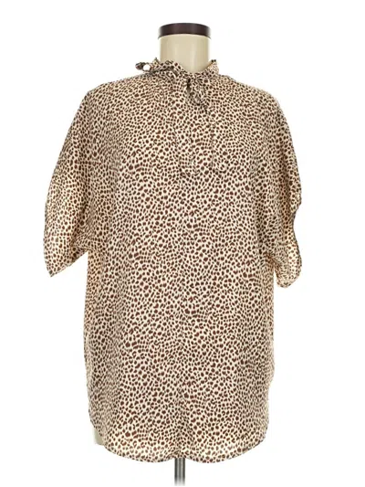 Pre-owned Shein Short Sleeve Blouse In Tan