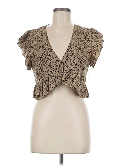 Pre-owned Shein Short Sleeve Blouse In Tan