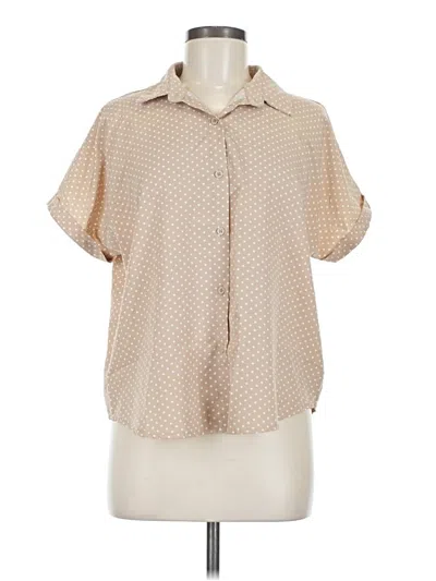 Pre-owned Shein Short Sleeve Blouse In Tan