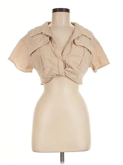 Pre-owned Shein Short Sleeve Blouse In Tan