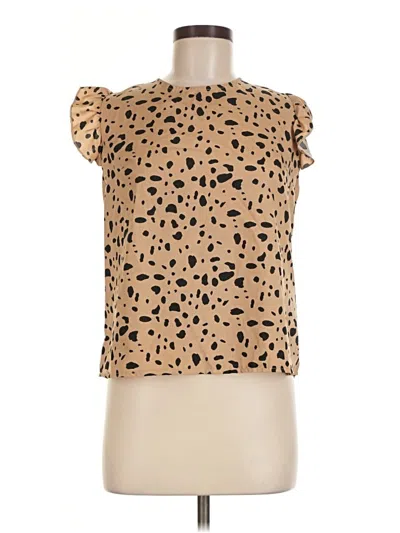 Pre-owned Shein Short Sleeve Blouse In Tan