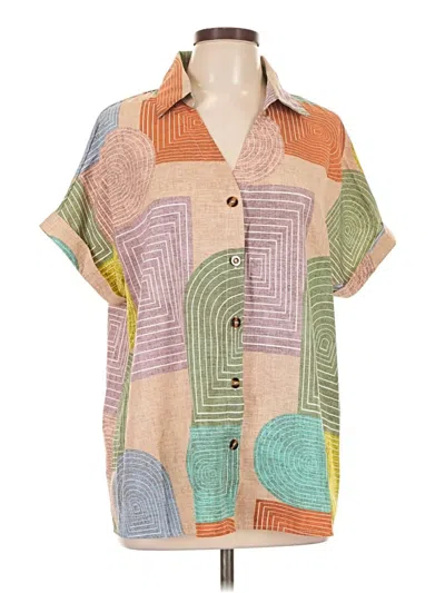 Pre-owned Shein Short Sleeve Blouse In Tan