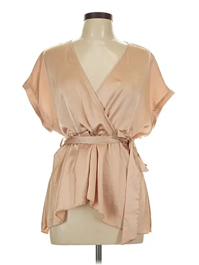 Pre-owned Shein Short Sleeve Blouse In Tan
