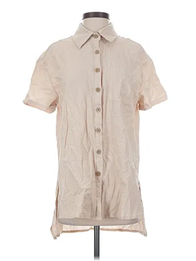 Pre-owned Shein Short Sleeve Blouse In Tan